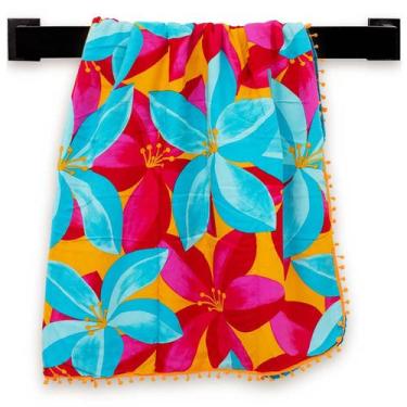 Imagem de Canga Toalha de Praia Estampada Floral - Catran, Azul, Amarelo