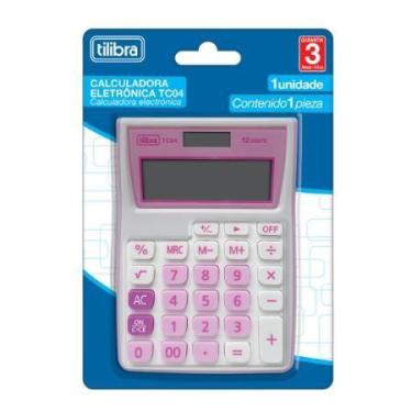 Imagem de Calculadora Tilibra TC04 Grande Rosa Claro Plástico 12 Dígitos de Bols