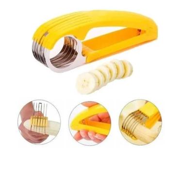 Imagem de Fatiador de Alimentos Multiuso para Frutas Legumes e Frios Aço Inoxidável e Plástico Amarelo Yeet