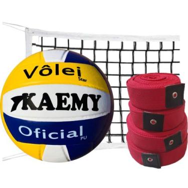 Imagem de Kit Faixa Vôlei + Bola Vôlei + Rede 9 Metros 4 Lonas - ML39 - Star