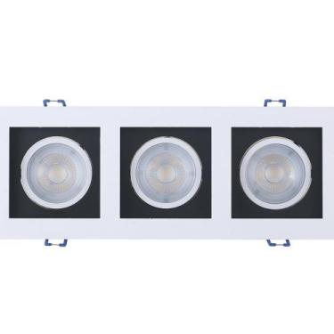 Imagem de Luminária spot frame embutir quadrado recuado led 3xmr16 15w - TASCHIB
