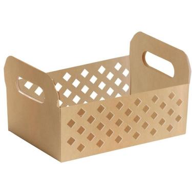 Imagem de Cesta de Papel Caixote Kraft m Vazado 22x15cm para Presentes Personalizavel Cromus