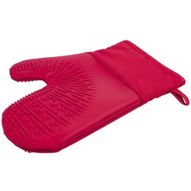 Imagem de Luva de Silicone com Tecido para Cozinha Resistente ao Calor Até 120 graus C Vermelha Euro