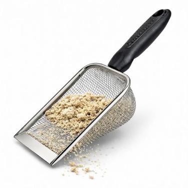 Imagem de Pá Coletora Pazinha Higiênica De Areia De Gato Peneira Aço Inox - Gené