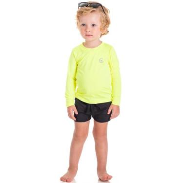 Imagem de Manulele proteção solar uv50+ amarelo neon blusa praia piscina meninos