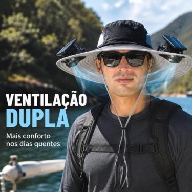 Imagem de Chapéu Solar para Pesca com 2 Ventiladores e Aba Larga Ajustável