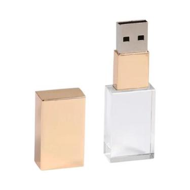 Imagem de Pen Drive USB De Cristal Dourado 128GB 64GB 32GB 16GB, Presente Criati