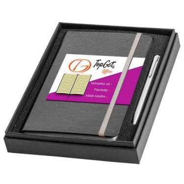 Imagem de Caderneta 14x21cm A5 80 Folhas Pautadas e Caneta TopGet, Cinza