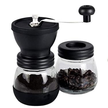 Imagem de Conjunto Manual Moedor Café com 2 Potes de Vidro, Botão Ajustável de Cerâmica com Configuração de Moedor de Café, Cabo de Aço Inoxidável para Cozinha e Caminhada