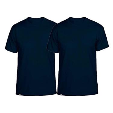 Imagem de Kit com 2 Camisetas T-Shirt Slim Tee Masculinas Básicas Algodão – Slim Fitness Fashion – Marinho – M