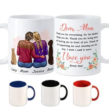 Imagem de Caneca de café de cerâmica personalizada para a mamãe xícaras de chá personalizadas com nome Retrato Engraçado Único, Novidade Beber, Dia das Mães Presente de boas-vindas para minha mãe da filha