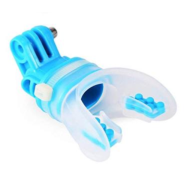 Imagem de Suporte de Boca com Boia Telesin para Câmeras GoPro e Similares Cor Azul