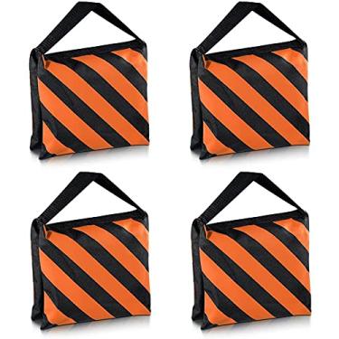 Imagem de Conjunto de quatro sacos de areia resistentes preto/laranja para estúdios de fotografia, filme, palco, filme, alforje, para suportes de luz, tripés de braços