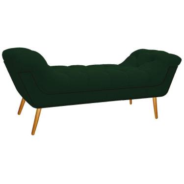 Imagem de Calçadeira Estofada 140 Cm Casal Suede Verde