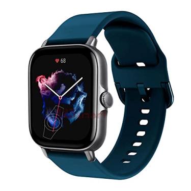 Imagem de Pulseira de Silicone Colorido Marca 123Smart Compativel com GTS/GTS 2 / GTS2e / GTS2 mini/GTS 3 / Bip/Bip U/BipU pro/GTR 42mm / GTS 4 / GTS 4 mini/GTR Mini - Azul Petróleo