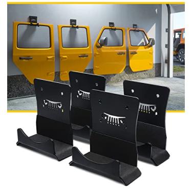 Imagem de Suporte de porta resistente Lumenix, suporte de parede removível, suporte de porta para janela de canal de armazenamento serve para Jeep Wrangler CJ YJ TJ JK JKU JLU LJ JT (conjunto com 4 cabides e estampa animal)