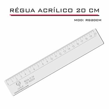 Imagem de Régua Reta Acrílica 20 cm Transparente Desenho Técnico Fenix