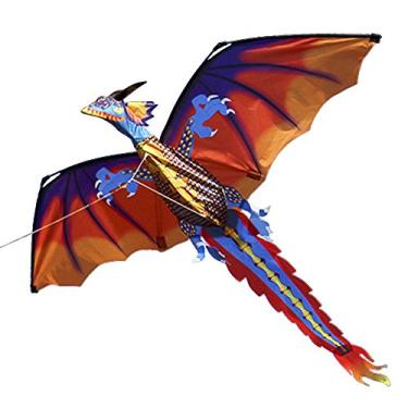 Imagem de Qudai 140 cm x 120 cm / 55 x 47 Polegada Dragão Kite Única Linha de Pipa Voadora com Cauda 100 m Linha de Voo para Crianças Adultos