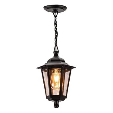 Imagem de Pendente colonial luminária de teto com lente transparente Preto 130