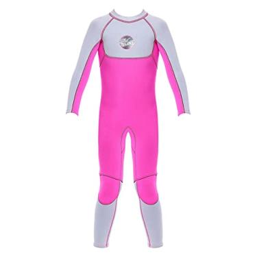 Imagem de Roupa de mergulho infantil feminina 3 mm manga comprida uma peça de mergulho com proteção UV maiô térmico para mergulho, snorkeling natação 10-12 anos