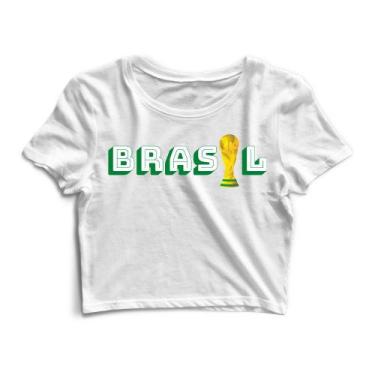 Imagem de Blusa Cropped Blusinha Camiseta Feminina Brasil Taça Copa - Goup Suppl