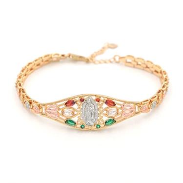 Imagem de 007 Giffor Pulseira feminina banhada a ouro 14 K bracelete Guadalupe pulseira tricolor Virgem Maria Pulsera de la Virgen de Guadalupe. Chapa de Oro. Oro Laminado