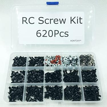 Imagem de Kit de parafusos RC 620 peças conjunto sortido de parafusos M3 M4 porca hexagonal fivela de concha kit de ferramentas de reparo RC prendedor de hardware para escala 1/8 1/10 1/12 1/16 RC carros caminhão rastreador peças faça você mesmo