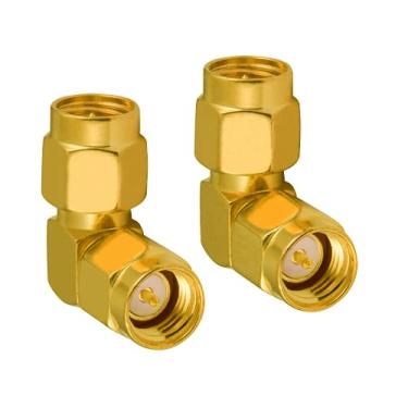 Imagem de POBADY Adaptador SMA Macho Para Macho em Ângulo Reto de 90 Graus Adaptador de Antena SMA 4G LTE Adaptador Coaxial de RF Para 2G 3G 4G Jack Antenna WiFi Router WLAN Wireless Network (2 Peças)