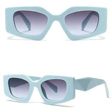 Imagem de Tendências Óculos de Sol Quadrado Azul Feminino Designer de Luxo Grande Retângulo Óculos de Sol UV400 Armação Geométrica Óculos de Moda, C4 azul cinza, tamanho único