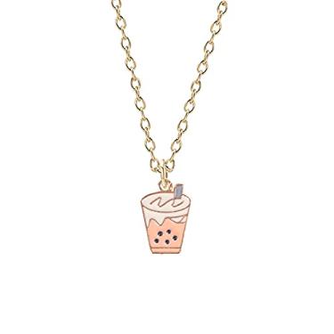 Imagem de CNBPIC Diy Colar Estilo Feminino Leite Chá Sorvete Liga Pingente Aniversário Joias Presente