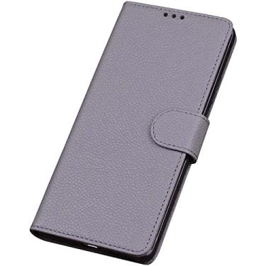 Imagem de IOTUP Coldre de telefone em concha de couro genuíno, para Apple iPhone 12 Mini (2020) capa de suporte fólio magnético de 5,4 polegadas [suporte de cartão] (cor: cinza)
