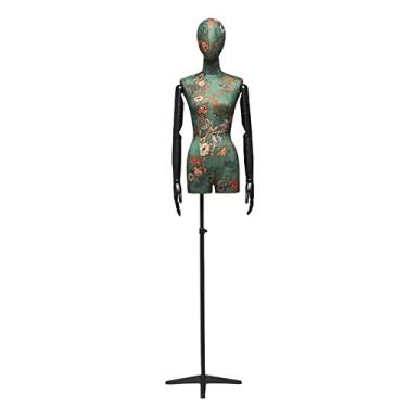 Imagem de Female Mannequin Torso Corpo de torso de manequim feminino, manequins de meio corpo de altura ajustável com braços de madeira, adereços de modelo de loja de noivas para exibição realista de roupas (C