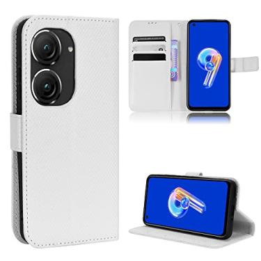 Imagem de Capa para celular ASUS Zenfone 9 Diamond Wallet Flap anti-queda à prova de choque suporte de cinto slot para cartão ASUS Zenfone 9 (branco, para ASUS Zenfone 9)