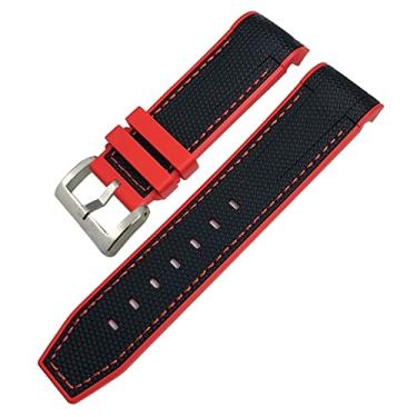 Imagem de DFAMIN 22mm 23mm extremidade curvada pulseira de borracha macia apto para Tudor Black Bay GMT Pelagos pulseira de relógio de silicone à prova d'água ferramentas de presente (cor: preto