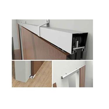 Imagem de Kit p/Porta de Correr 4 Roldanas 5 Suportes - Trilho 3,00 M - Porta até 150cm - Alumínio Natural