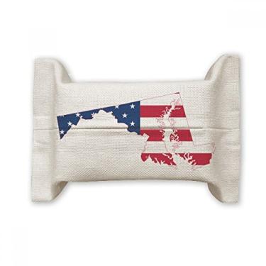 Imagem de Maryland USA Mapa de Estrelas Listras Bandeira Formato de Papel Papel Facial Lenço Bolsa de Algodão