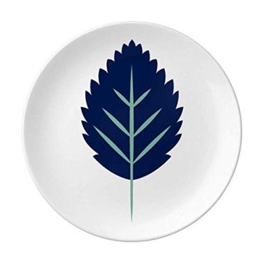 Imagem de Prato de simetria de folhas azul escuro decorativo de porcelana Salver louças de jantar