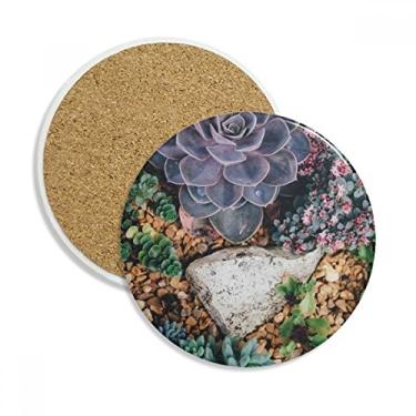 Imagem de Caneca porta-copos com estampa de flor de pedra ciência natureza para proteção de mesa pedra absorvente