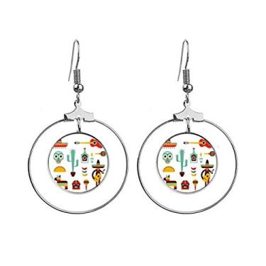 Imagem de Brincos Sombrero Tequila para guitarra Chili México Elment com argola e argola