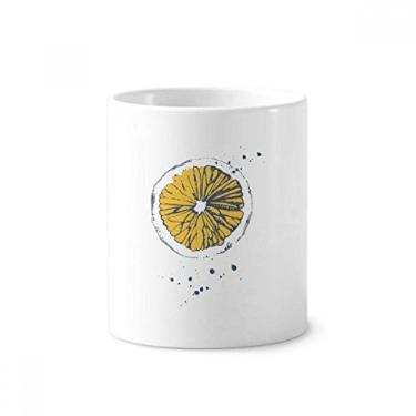 Imagem de Porta-canetas com estampa de ilustração em aquarela de limão com suporte de caneta e suporte de cerâmica