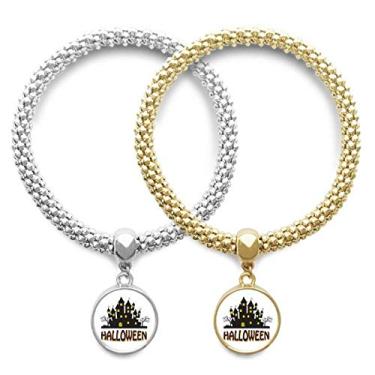 Imagem de DIYthinker Pulseira para castelo de terror Happy Halloween com pingente de joia para presente de casal