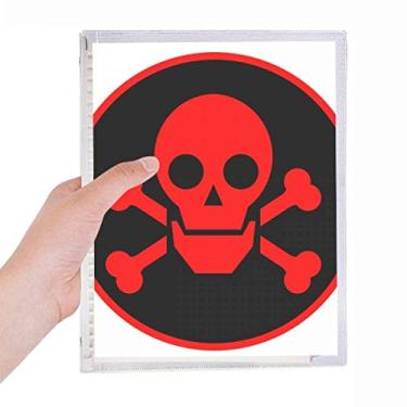 Imagem de Caderno com símbolo de crânio tóxico vermelho perigo químico folha solta diário recarregável artigos de papelaria