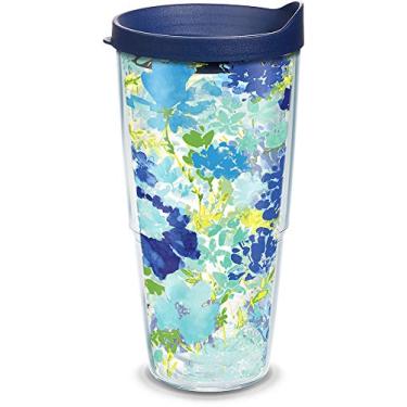 Imagem de Copo de viagem com isolamento térmico Tervis com tampa azul marinho e envoltório, Clear, 24oz - Tritan, 1