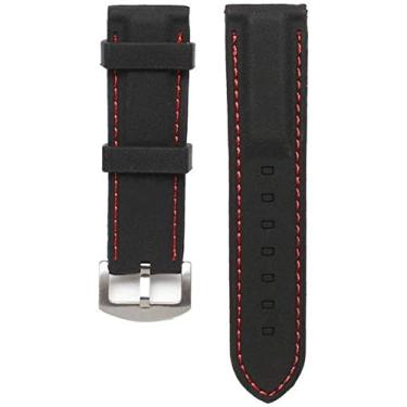 Imagem de JWCN Pulseira de relógio de silicone com 22/24 mm de largura, pulseira de relógio de borracha masculina esportiva para mergulhador à prova d'água - 24 cm _ Atualização vermelha