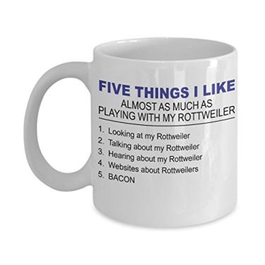 Imagem de Caneca Rottweiler - Five Thing I Like About My Rottweiler - Caneca de café de cerâmica de 325 ml - Presentes para Rottweiler