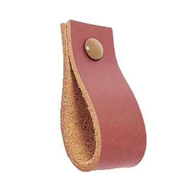 Imagem de Puxador Doko Parafuso - Couro Legítimo Mogno - Parafuso Marrom