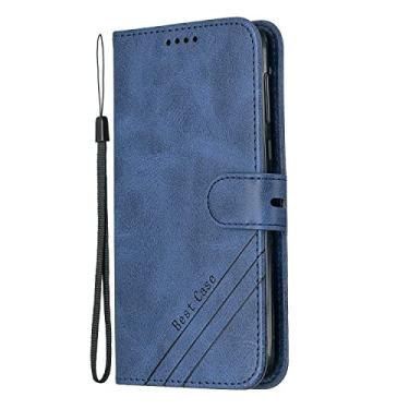 Imagem de Compatible with Motorola Moto G6（2018） Wallet Case, PU Leather Phone Case Magnetic Flip Folio Leather Case Card Holders [Shockproof TPU Inner Shell] Protective Case (Color : Blue)