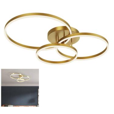 Imagem de Luminaria Lustre 3 em 1 Led Infinito Aneis Arco Infinito Orbital Moderno Iluminaçao Decorativo Residencial Comercial Ambiente