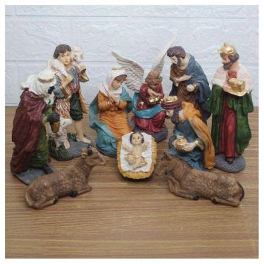 Imagem de Decoração Enfeite Natal Presépio Natalino Resina 10 Peças