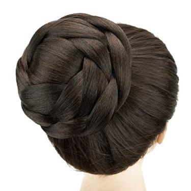 Imagem de IMISSU Capa de cabelo chignon trançada tamanho grande rosquinha apliques de cabelo scrunchie coque peruca updo (M3 Chocolate marrom)